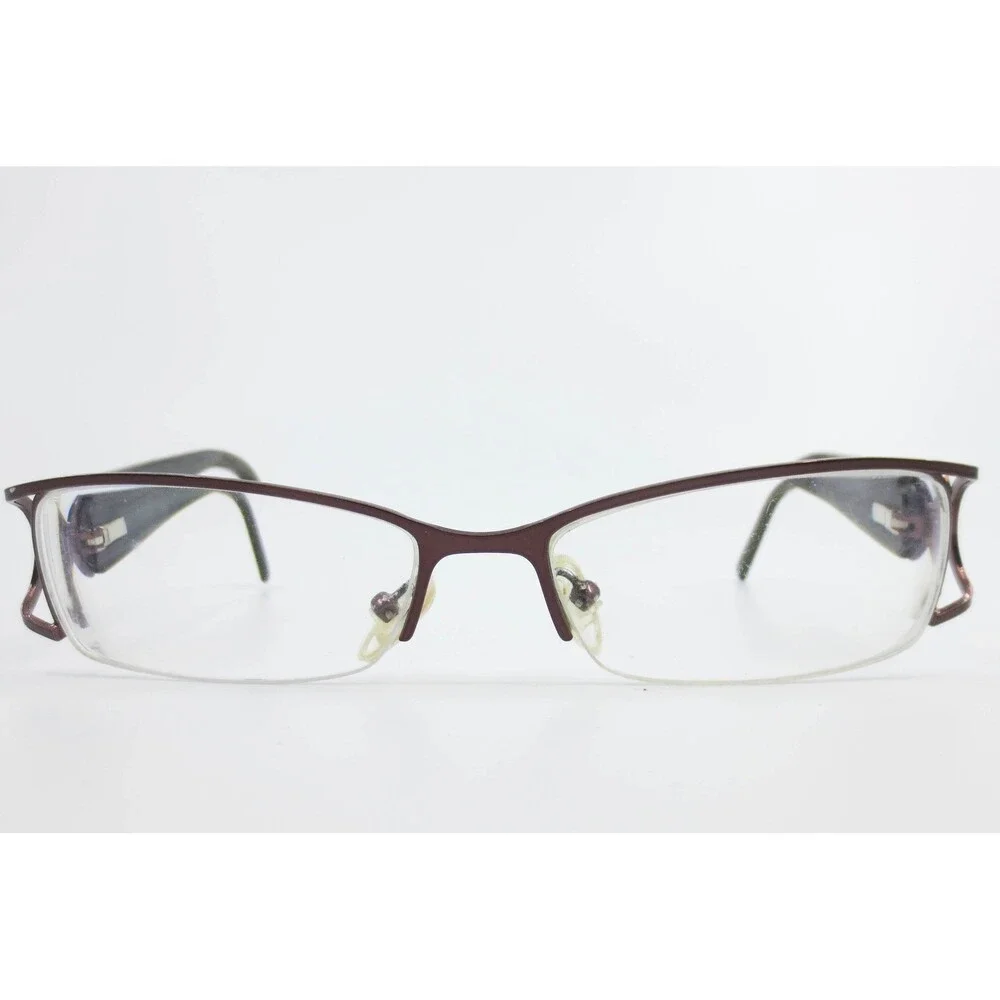 Valentino V1003-3 Burgundy Green Rhinestone Semi Rimless Eyeglass Frames